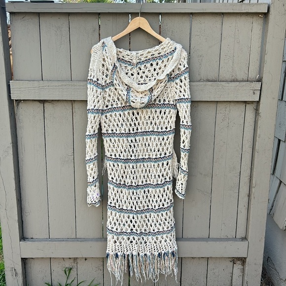 Free People Crochet Cardigan Duster Sweater Bohemian Cottagecore Spring Hippie S - Picture 6 of 8